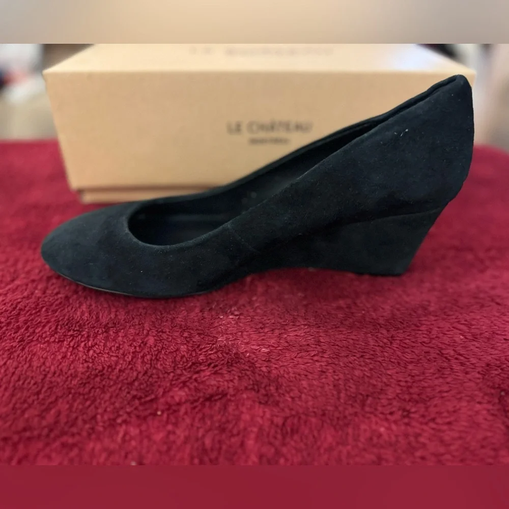 Genuine leather brand new black suede leatherwedge shoes - Picture 6 of 15